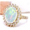 Image 2 : 4.82 CTW Natural Opal 18K Solid Yellow Gold Diamond Ring