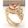 Image 3 : 7.49 CTW Natural Morganite And Diamond Ring In 14k Solid Yellow Gold