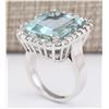 Image 3 : 16.06 CTW Natural Aquamarine And Diamond Ring In 18K White Gold