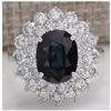Image 1 : 4.97 CTW Natural Blue Sapphire Diamond Ring 18K Solid White Gold