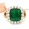 Image 1 : 7.49 CTW Natural Emerald 14K Solid Yellow Gold Diamond Ring