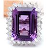Image 1 : 14.20 CTW Natural Amethyst 14K Solid White Gold Diamond Ring
