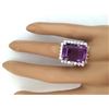 Image 5 : 14.20 CTW Natural Amethyst 14K Solid White Gold Diamond Ring