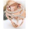 Image 5 : 11.51 CTW Natural Morganite 18K Solid Rose Gold Diamond Ring
