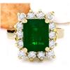 Image 1 : 4.70 CTW Natural Emerald 18K Solid Yellow Gold Diamond Ring