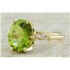 Image 2 : 3.41 CTW Peridot 14K Yellow Gold Diamond Ring