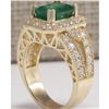 Image 3 : 3.96 CTW Natural Emerald And Diamond Ring 18K Solid Yellow Gold