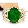 Image 1 : 5.67 CTW Natural Emerald 14K Solid Yellow Gold Diamond Ring