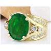 Image 2 : 5.67 CTW Natural Emerald 14K Solid Yellow Gold Diamond Ring