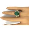 Image 5 : 5.67 CTW Natural Emerald 14K Solid Yellow Gold Diamond Ring