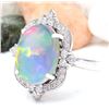 Image 2 : 6.26 CTW Natural Opal 14K Solid White Gold Diamond Ring