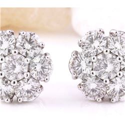 3.00 CTW Natural Diamond 18K Solid White Gold Earrings