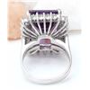 Image 3 : 14.20 CTW Natural Amethyst 18K Solid White Gold Diamond Ring