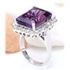 Image 4 : 14.20 CTW Natural Amethyst 18K Solid White Gold Diamond Ring