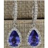 Image 1 : 3.97 CTW Natural Tanzanite And Diamond Earrings 14K Solid White Gold