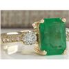 Image 2 : 4.70 CTW Natural Colombian Emerald And Diamond Ring 14K Solid Yellow Gold