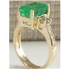 Image 3 : 4.70 CTW Natural Colombian Emerald And Diamond Ring 14K Solid Yellow Gold