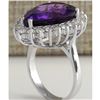 Image 3 : 10.80 CTW Natural Amethyst And Diamond Ring In 18K Solid White Gold