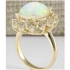 Image 3 : 5.45 CTW Natural Opal And Diamond Ring In 18K Yellow Gold