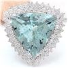 Image 1 : 18.22 CTW Natural Aquamarine 18K Solid White Gold Diamond Ring