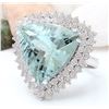 Image 2 : 18.22 CTW Natural Aquamarine 18K Solid White Gold Diamond Ring