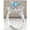 Image 3 : 4.40 CTW Natural Aquamarine And Diamond Ring In 14K Solid White Gold