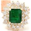 Image 1 : 6.58 CTW Natural Emerald 14K Solid Yellow Gold Diamond Ring