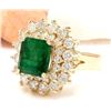 Image 2 : 6.58 CTW Natural Emerald 14K Solid Yellow Gold Diamond Ring