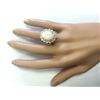 Image 4 : 7.68 CTW Natural Opal And Diamond Ring In 14k Yellow Gold