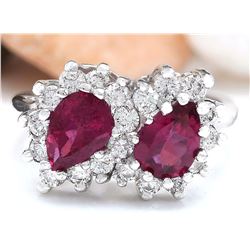 2.34 CTW Natural Tourmaline 18K Solid White Gold Diamond Ring