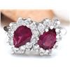 Image 1 : 2.34 CTW Natural Tourmaline 18K Solid White Gold Diamond Ring