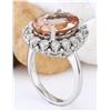 Image 4 : 8.72 CTW Natural Morganite 18K Solid White Gold Diamond Ring