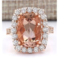8.31 CTW Natural Morganite And Diamond Ring In 14k Rose Gold