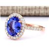 Image 2 : 3.10 CTW Natural Tanzanite And Diamond Ring In 14k Rose Gold
