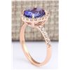 Image 3 : 3.10 CTW Natural Tanzanite And Diamond Ring In 14k Rose Gold