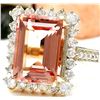 Image 2 : 11.29 CTW Natural Morganite 14K Solid Yellow Gold Diamond Ring