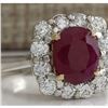 Image 2 : 3.47 CTW Natural Ruby And Diamond Ring 18K Solid White Gold