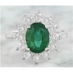 3.23 CTW Emerald 14K White Gold Diamond Ring