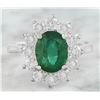 Image 1 : 3.23 CTW Emerald 18K White Gold Diamond Ring