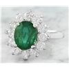 Image 2 : 3.23 CTW Emerald 18K White Gold Diamond Ring