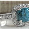 Image 2 : 5.85 CTW Natural Blue Zircon And Diamond Ring 18K Solid White Gold