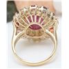 Image 3 : 9.11 CTW Natural Ruby, Sapphire 14K Solid Yellow Gold Diamond Ring