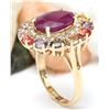 Image 4 : 9.11 CTW Natural Ruby, Sapphire 14K Solid Yellow Gold Diamond Ring