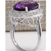 Image 3 : 10.60 CTW Natural Amethyst And Diamond Ring In 18K Solid White Gold