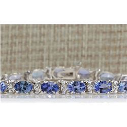 8.74 CTW Natural Blue Tanzanite Bracelet In 18K White Gold