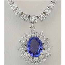 9.43 CTW Natural Tanzanite And Diamond Necklace In 14k White Gold