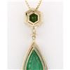 Image 2 : 10.00 CTW Natural Emerald And Diamond Pendant In 14k Solid Yellow Gold