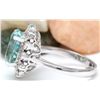 Image 3 : 4.70 CTW Natural Aquamarine 18K Solid White Gold Diamond Ring