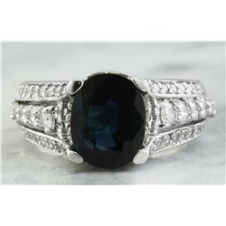 4.46 CTW Sapphire 14K White Gold Diamond Ring