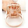 Image 3 : 13.63 CTW Natural Morganite 18K Solid Rose Gold Diamond Ring